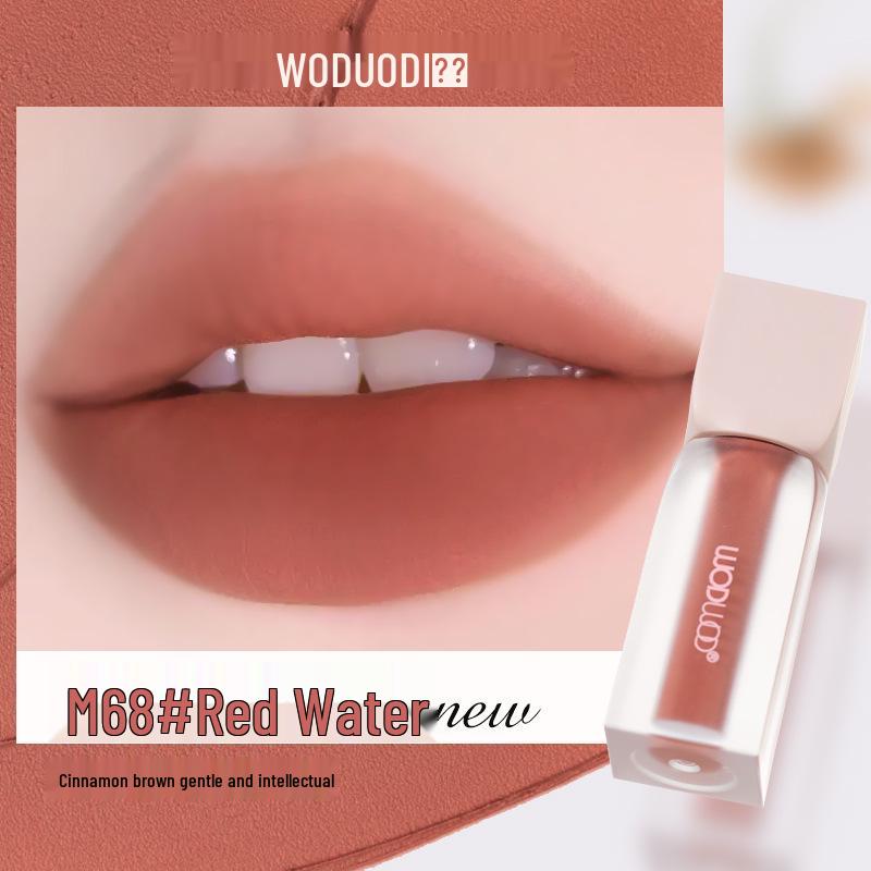 WODWOD Soft Mist Color-Locking Mousse Lip Glaze - Matte, Long-Lasting, Non-Drying, Perfect for Autumn/Winter Brightening.