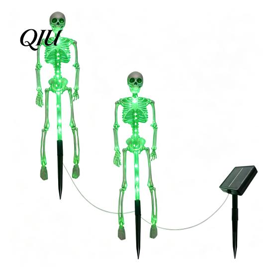 Halloween Trick or Treat Route Lighting 3D Skeleton Solar Garden Lamp, Spooky Human Pathway Waterproof Lawn Stakes for Cemetery Lights, Resin Outdoor