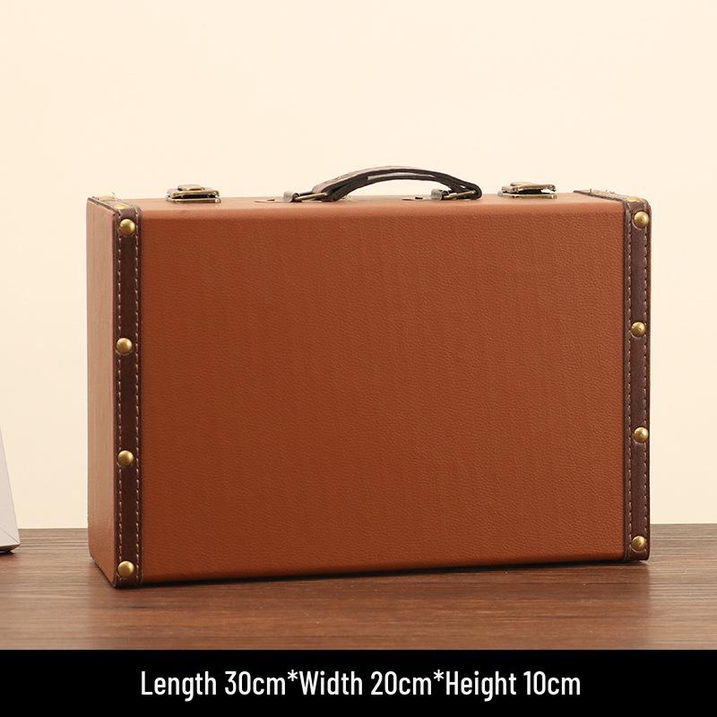 Vintage American Retro Leather-Wooden Suitcase Display and Photography Prop