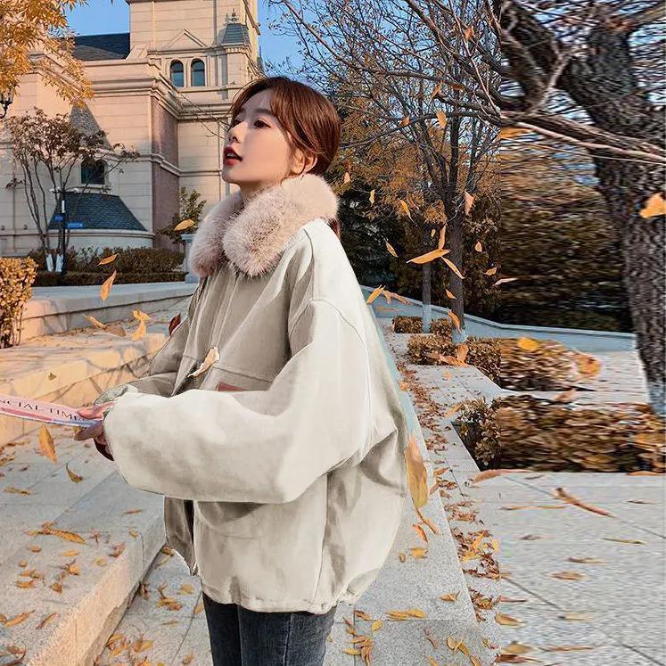 WTEMPO Casual Loose Plush Thick Coats Women's Short Winter Windproof Loose Parkas Large Size Warm Cotton Jackets