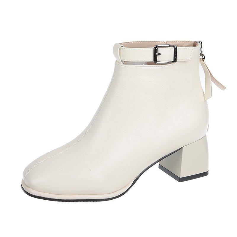 Winter Women's Plush Warm and Fashionable Back Zipper High-heeled Fashion Boots High Top Boots Leather Shoes Midsole Boots Women's Shoes