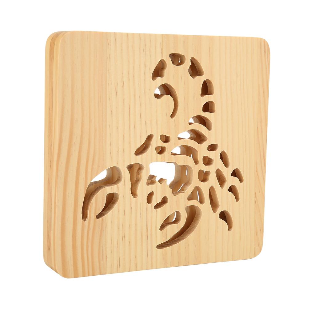 Wooden 3D Lamp Cool Scorpion Style USB Connection Warm Romantic Aid Sleeping LED Night Light for