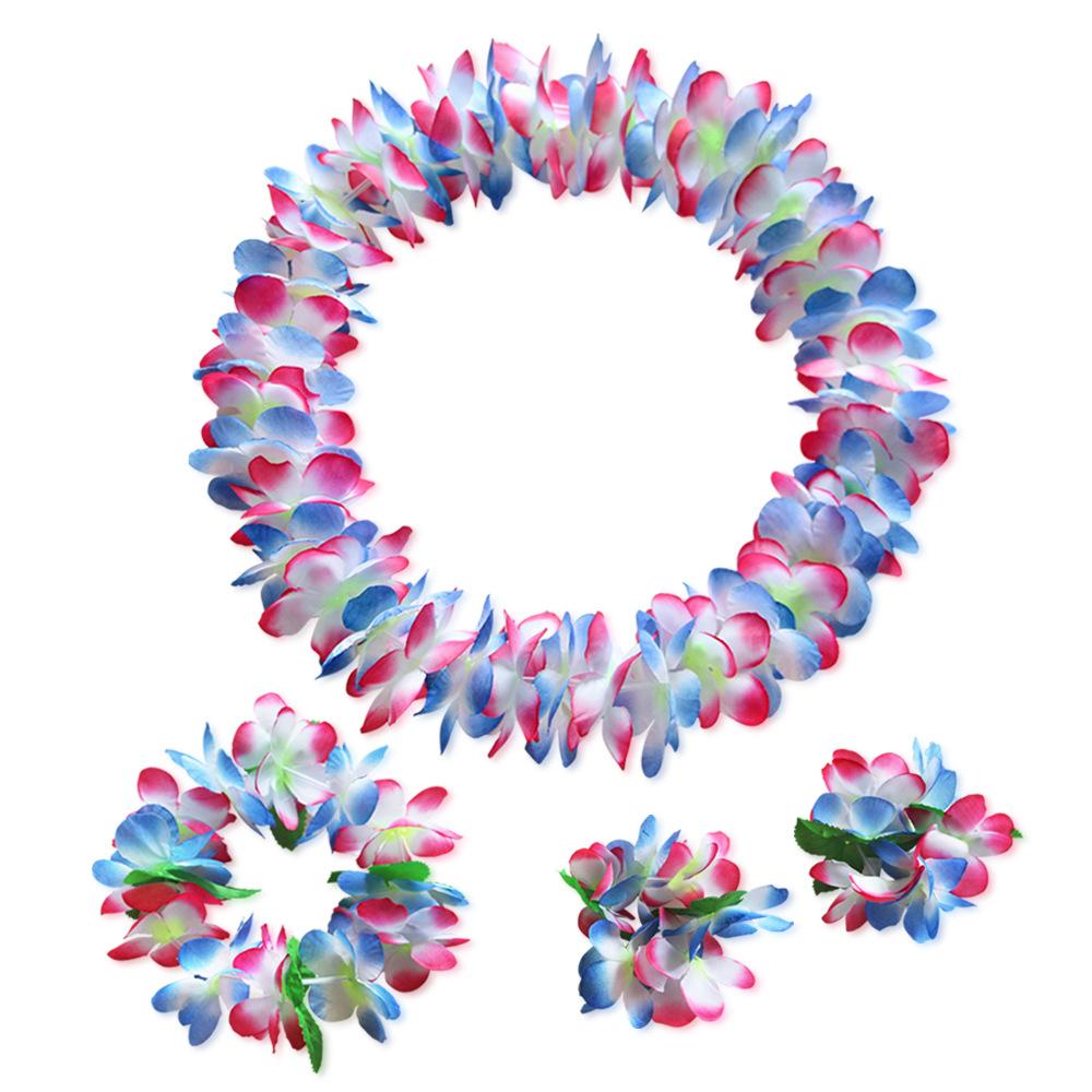 80Pcs Hawaiian Flower Lei Set 4PCS Tropical Party Decor for Beach Vacation