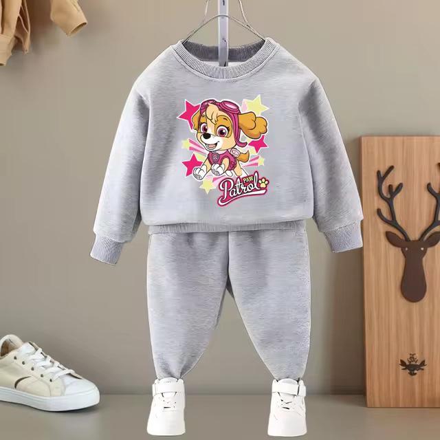Kids' Round Neck Sweatshirt & Long Pants Set - Casual Spring/Autumn Wear