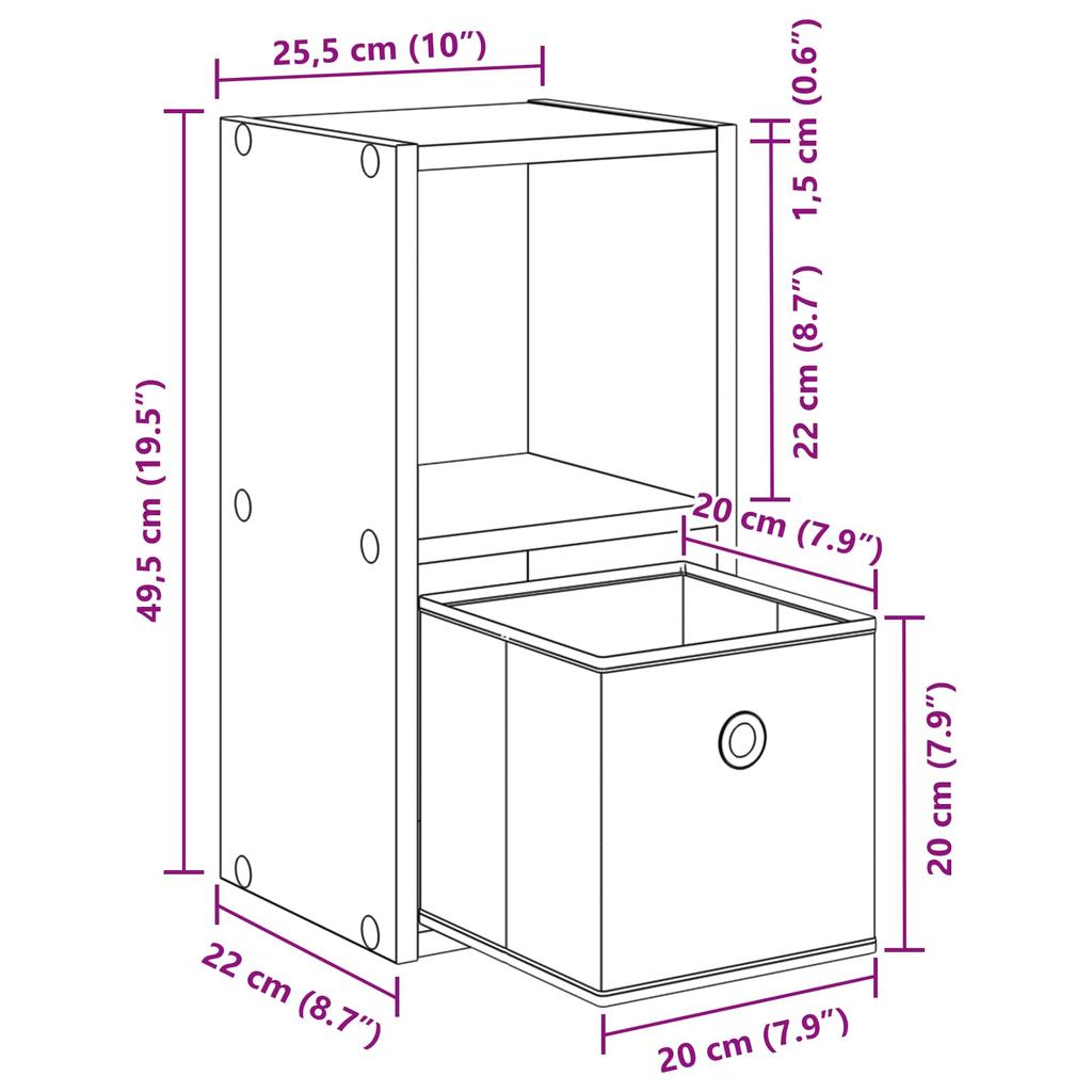 Nightstand 2 pcs Smoked Oak 25.5 x 22 x 49.5 cm