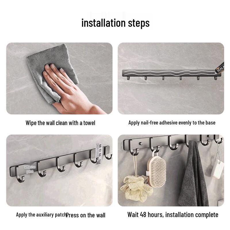 Punch-Free Wall-Mounted Hook Rack