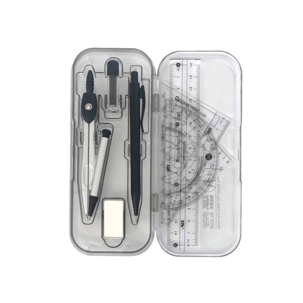 8Pcs/Set Multifunctional Drawing Compass Ruler Kit Precise Geometry Compass Set Back To School
