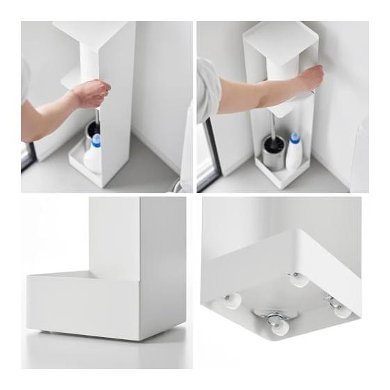 Toilet Rack, Toilet Paper Storage, Slim Tower with Casters, White, Rotating, Yamazaki Business Toilet, Smartphone, Accessories, Hide Storage,