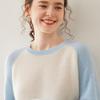 Women's Color Block Cashmere Sweater - Round Neck, Thick Knitwear for Autumn/Winter, Soft and Cozy Pullover