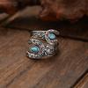 Bohemian Ethnic Style Creative Faux Turquoise Opening Adjustable Ring Women Retro Party Personality Jewelry Accessories