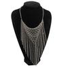 Charm Multi Layer Necklace Silver Metal Chain Mesh Choker Simple Bohemian Collarbone Chain  Women