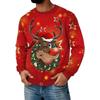 Men's Christmas Print Neck Sweatshirt, Long Sleeve Holiday Pullover Top