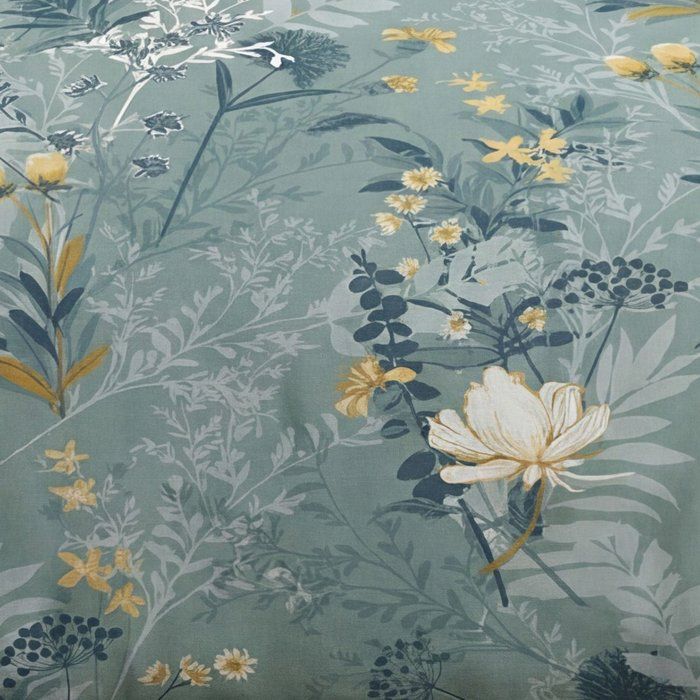 Parure de Lit - 260 x 240 cm - Coton Imprimé Motif Floral Bleu - TODAY SUNSHINE