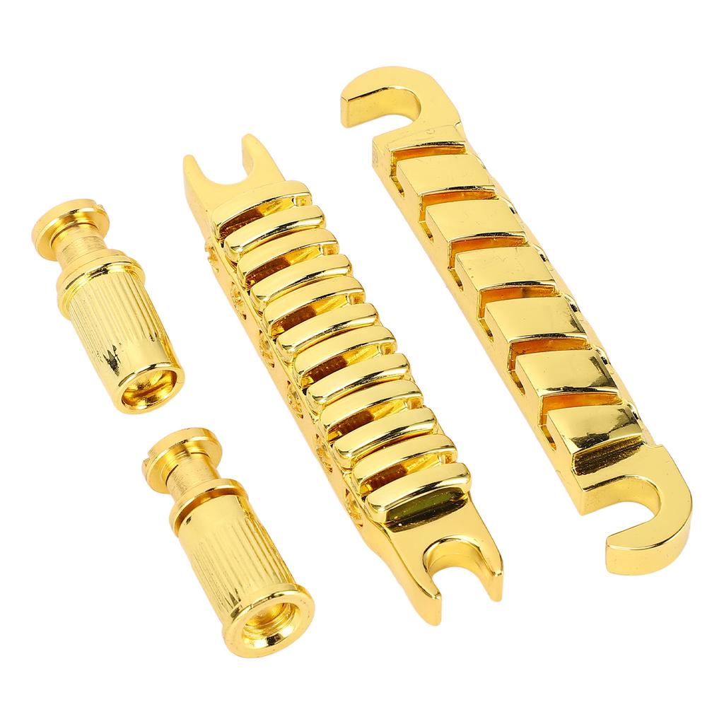 Split Guitar Bridge Zinc Alloy Individually Adjustable 10.4mm Guitar String Through Bridge Replacement for LP Gold
