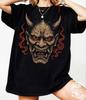 Japanese Demon Mask T-shirt, Traditional Tattoo Art Style