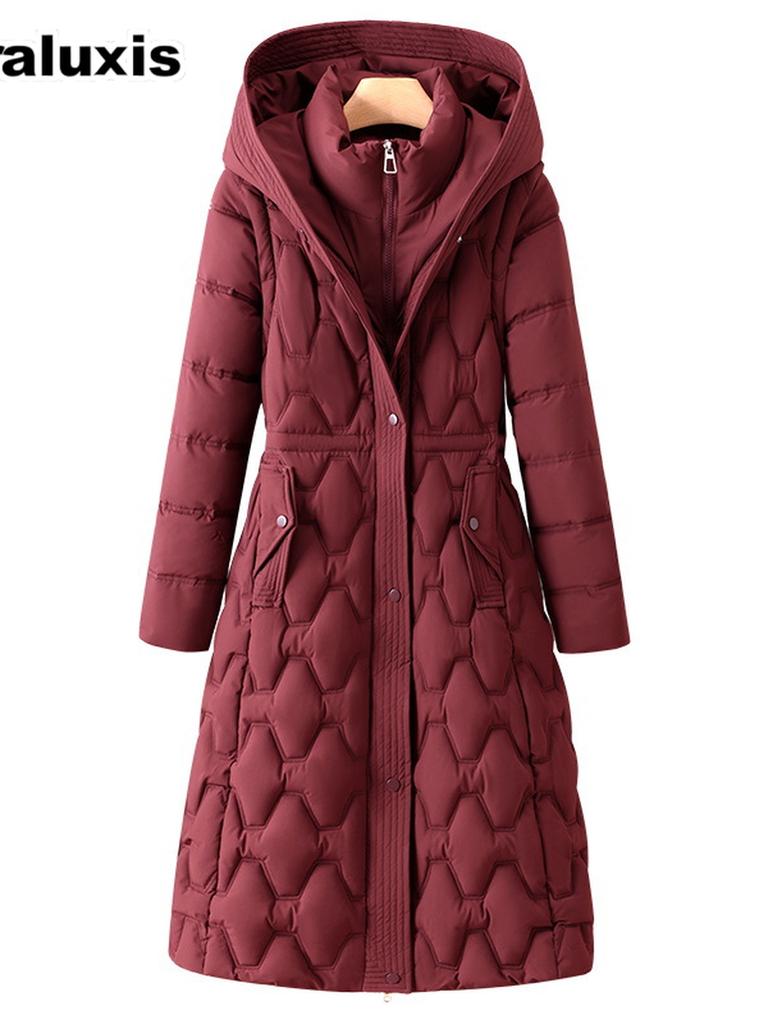 New Slim Fit Long Down Coat Winter Fashion Women's Puffer Cotton Jacket