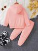 Girls' Toddler/Children's 2-Piece Autumn/Winter Set: Heart-Patterned Hooded Wool Sweatshirt & Sweatpants