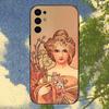 Vintage Alphonse Mucha Phone Case For Samsung S25,S24,S21,S22,S23,S30,Ultra,S20,Plus,Fe,Lite,Note,10,9,5G Black Cover