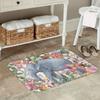 1pc Elephant Floral Jungle Plant Garden Doormat- Machine Washable, Lightweight Polyester Flannel Rectangular Mat, Suitable for B