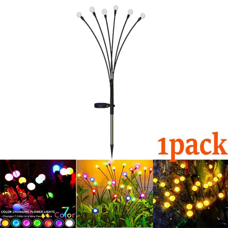 18PC Solar Garden Lights Powered Firefly Lights Outdoor Waterproof Vibrant Garden Lights for Patio Pathway Decoration,Warm