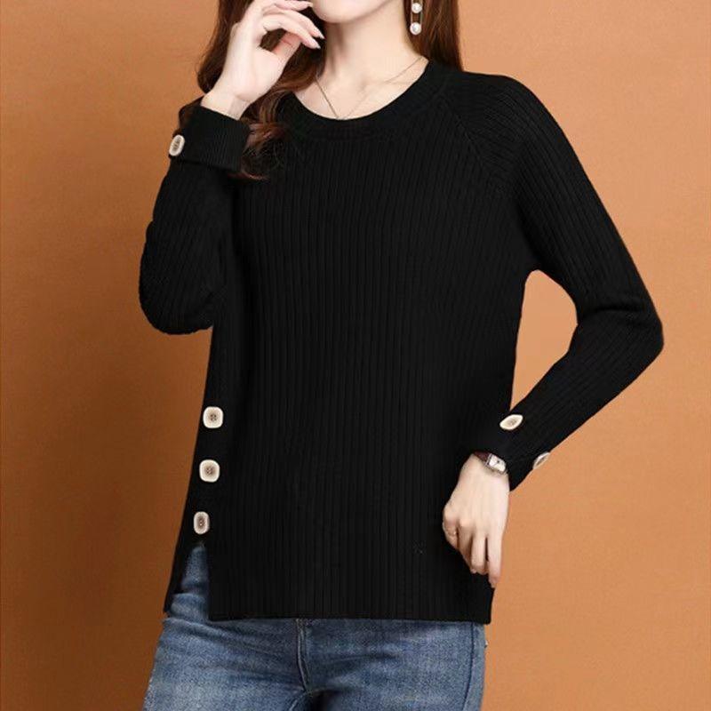 Spring New Sweater Women's Knitted Sweater Crew Neck Fashion Loose Bottoming Shirt Versatile Top Women