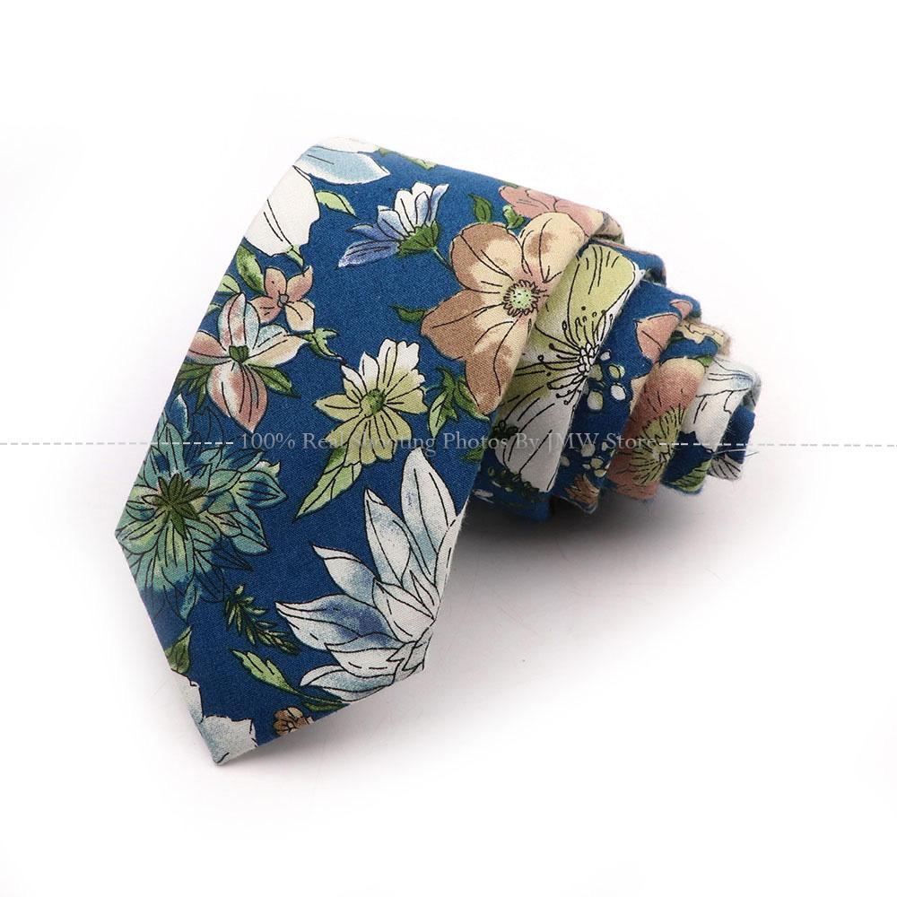 New Chic, Blumenkrawatte, 100 % Baumwollkrawatte, für Männer, helle Farbe, lässige schmale Krawatte, Hochzeitsfeier