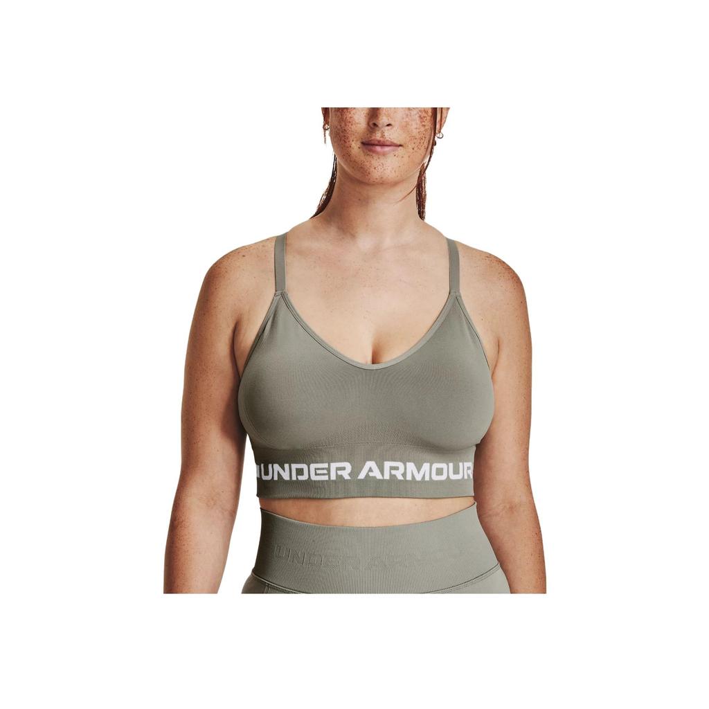 Under Armour Seamless Long Letter Print Low Impact Sports Bra Women Sports Bra Green 1357719-504
