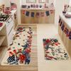 2PC American Patriotic Stars Stripes Kitchen Floor Mat Non Slip Oil Proof Runner Rug Living Room Entryway Decor