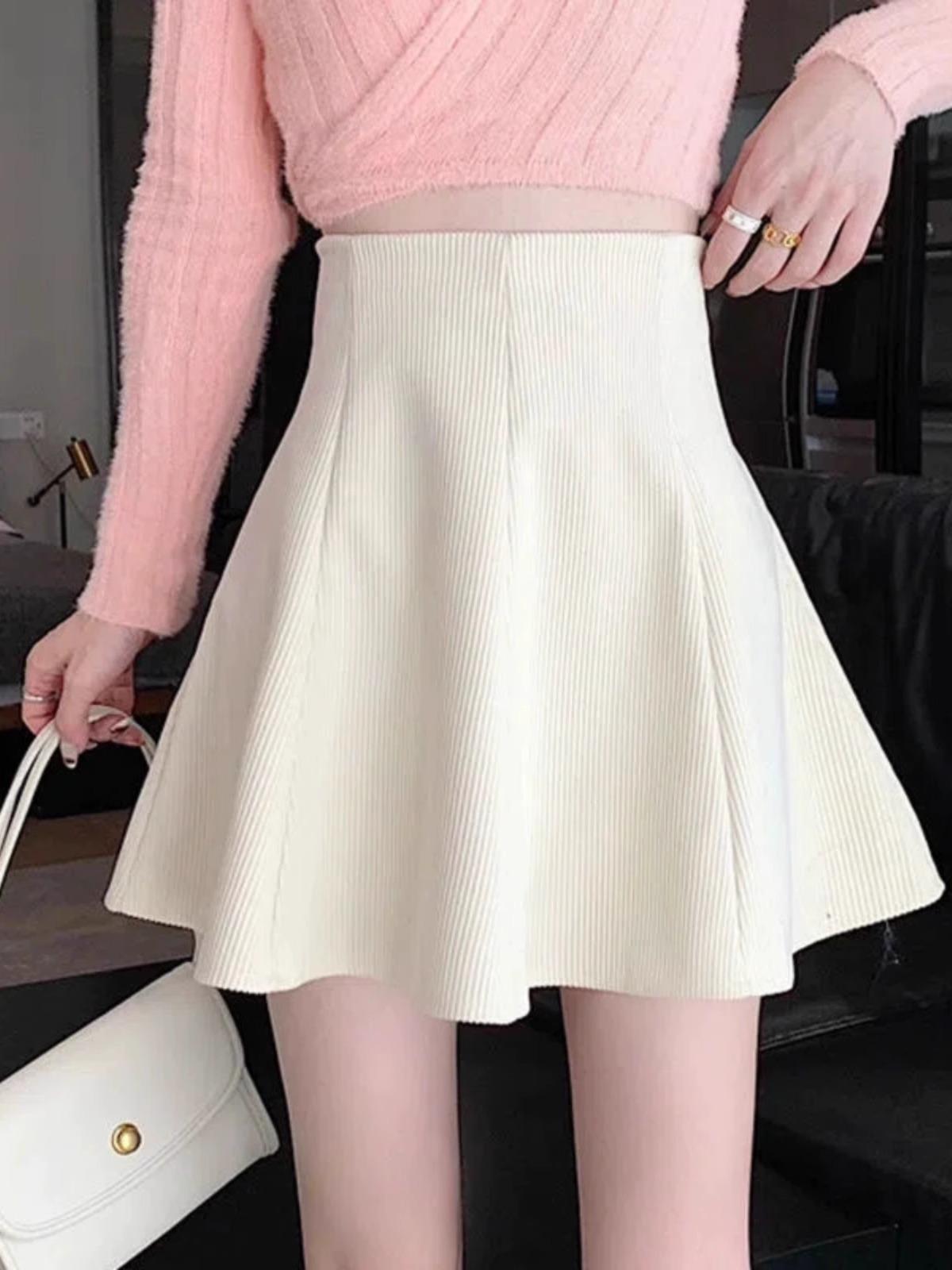 

Women s Corduroy Pleated A-Line Skirt - High Waist, Slim Fit, Korean Style for Autumn & Winter 2023 3XL абрикосовый