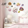Cartoon Wall Decals for Kids Room 4 Sheets Bun Stickers Colorful Cute Decals Self-adhesive DIY Projects Steamed Stickers Nursery Room Cups,