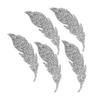 5pcs Iron On Rhinestone Patches Silver Leaves Pattern Patches Iron On Patches  For DIY Crafts