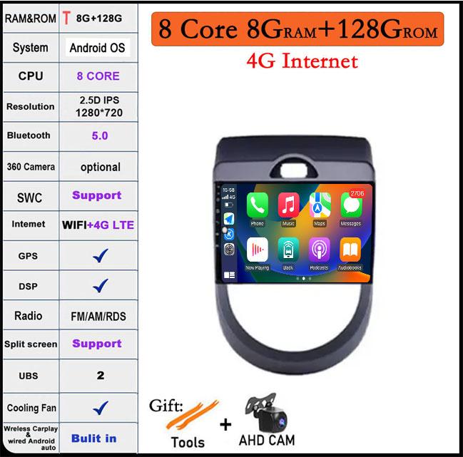 For Kia Soul AM 2007 - 2011 DSP QLED IPS Android 14 Car Radio GPS Navigation Multimedia Video Player Carplay Android Auto