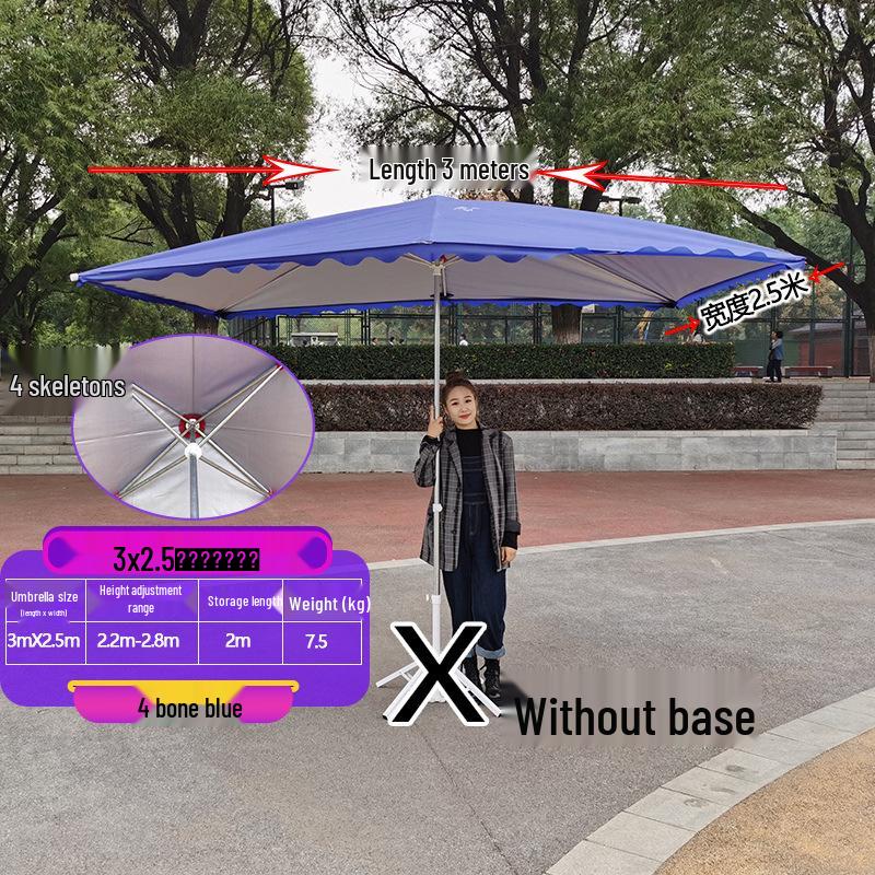 Large Outdoor Rectangular Sunshade Umbrella - Commercial Folding Awning for Courtyard