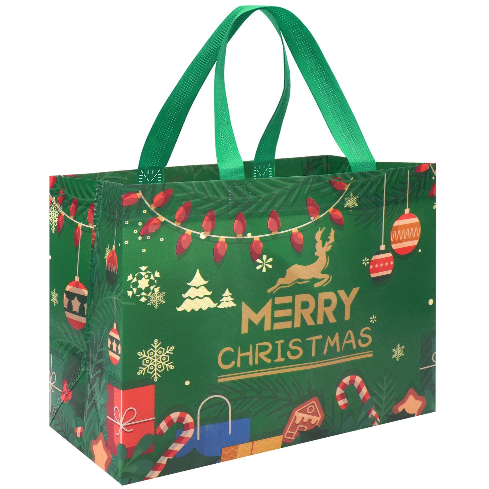 

Многоразовые нетканые рождественские подарочные пакеты с ручками | Праздничные сумки-шопперы для украшения новогодней и рождественской вечеринки, Упаковка для подарков