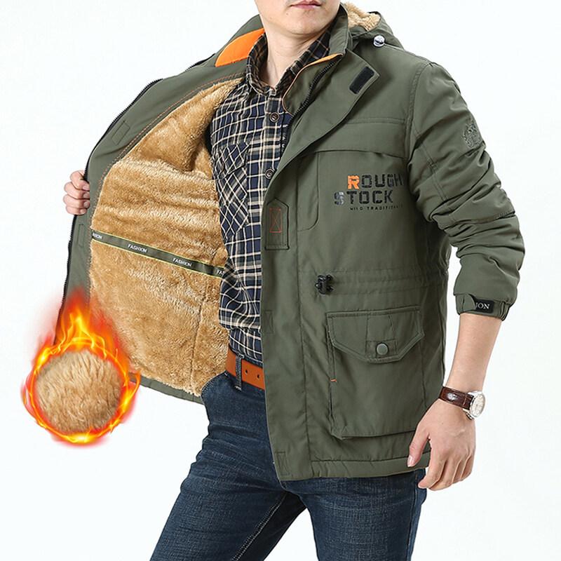 Men's Fleece-Lined Mid-Length Windbreaker with Multi-Pockets (2025 Edition)