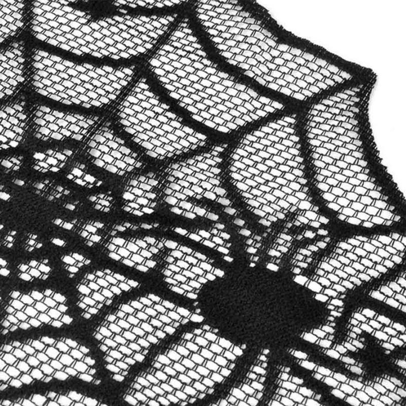 Halloween Spider Web Table Runner Black Lace Tablecloth Halloween Table Decor Festival Party Supplies