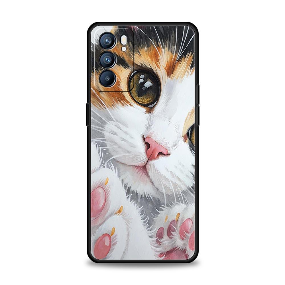 Cute Cat Phone Case For Oppo Reno 13 12 11 10 7 F Find X5 X6 A98 A80 A79 A78 A57 A54 A31 A17 Pro 5G Soft TPU Cover Fundas Capas