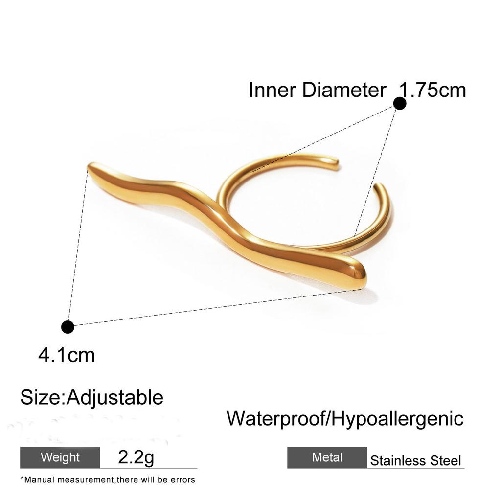 ERESI Fashion Rings Adjustable PVD 18k Gold Plated Stainless Steel Ring Waterproof Statement Rings Jewelry Women