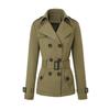 European size medium and long trench coat, spring and autumn double-breasted belt, belt lapel to show body coat, thin trench coat