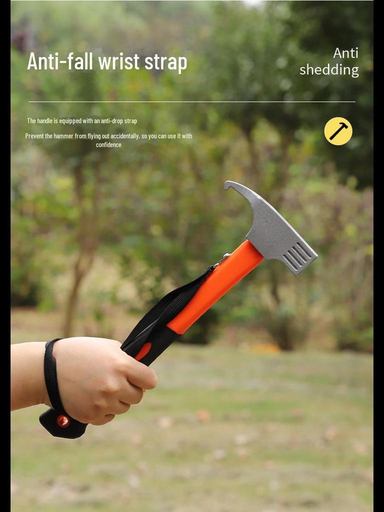 Multi-Function Camping Hammer: Outdoor Tent Peg, Canopy Nail Puller, High-Carbon Steel, Dual-Purpose