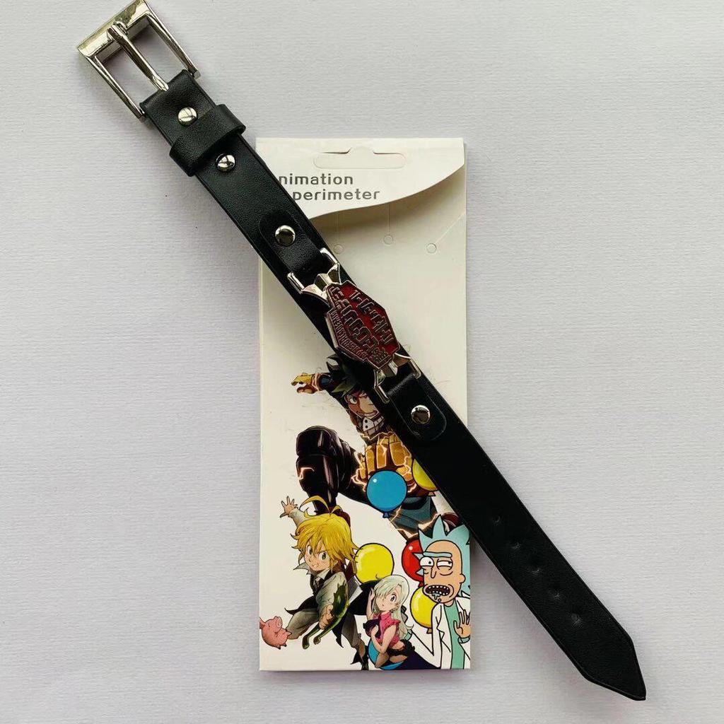 Anime Mix Faux Leather Bracelet: Attack on Titan, Naruto, Jujutsu Kaisen, Demon Slayer, Fairy Tail, Death Note.