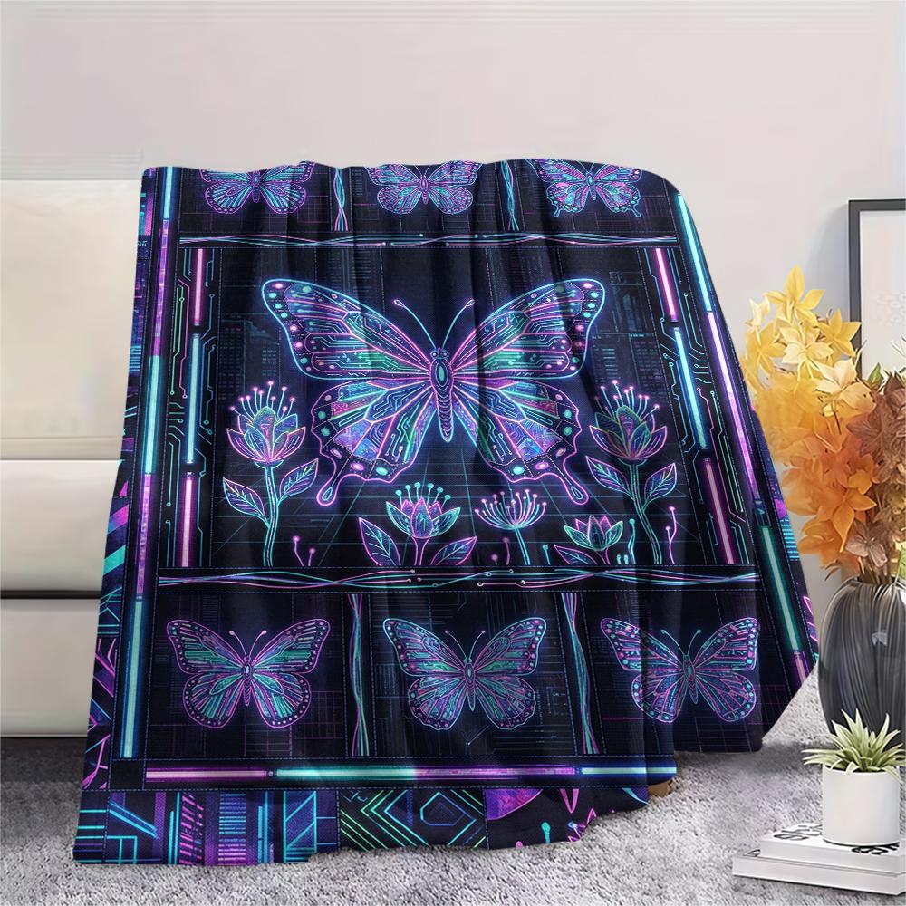Butterfly Decoration Print Flannel Blanket, High Quality Comfortable for All Seasons, Home Decor, Warmth and Comfort, Perfect for Christmas Gifts19