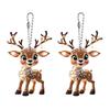 2D Flat Acrylic Elk Pendant Cartoon Deer Car Rearview Mirror Charm Christmas Tree Hanging Decoration for Auto Interior Accessories Holiday Window Wall