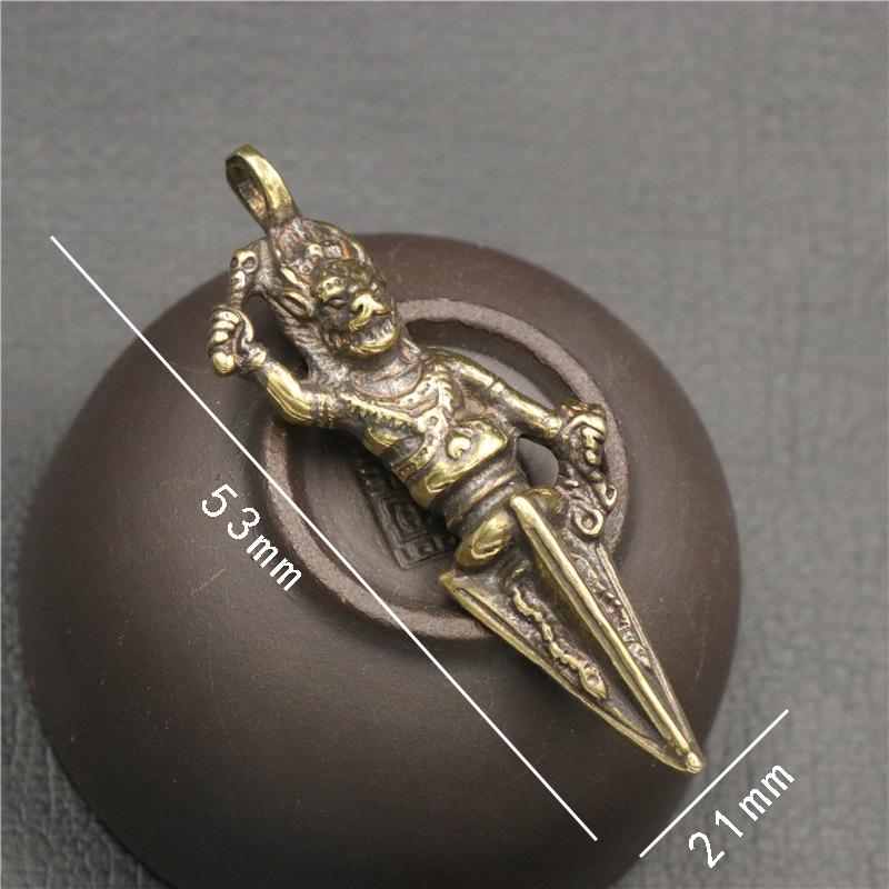 Brass Vajra Pestle Keychain: Gold Tantric Pendant & Small Ornament