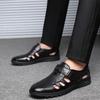 Mode Herren Ledersandalen Ausgehöhlt Atmungsaktiv Sommer Sandalen Business Casual Arbeitsschuhe für Männer Rutschfest Strand Sandalen Größe 48