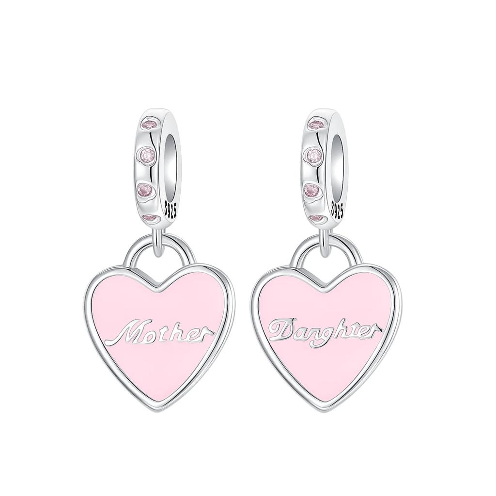 Original Copper Family Charms Mom Flower Heart Beads For Necklace Diy Bracelet Present Jewellery Gift Mother'S Day