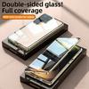 360 Aluminum Metal Double Sided Glass Snap Lock Case For Samsung Galaxy S26 S25 Plus S24 S23 FE S22 Ultra Full Lens Protection Phone Cover