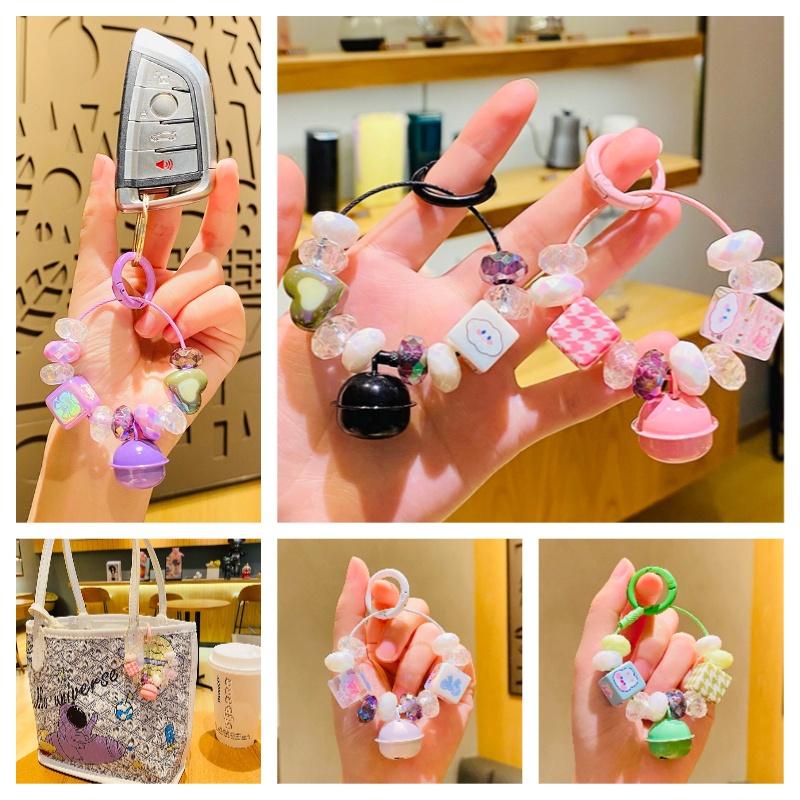 Crystal Bell Cute Beaded Keychain Car Key Ring Bag Pendant Decoration Hanging