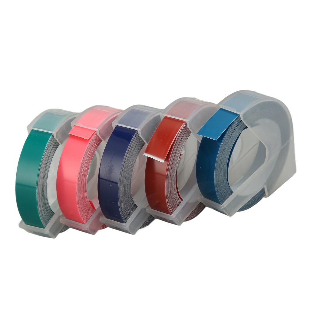 5pcs 3D Embossing Label Tapes 9mm Width 9.8ft Length Thermal Transfer Automatic Label Identification