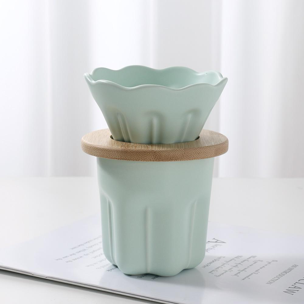 

Ceramic Hand-brewed Coffee Filter Cup Magnolia Macaron Three Color Coffee Filter Cup High Temperature Resistance Hand Punch Set зелёный